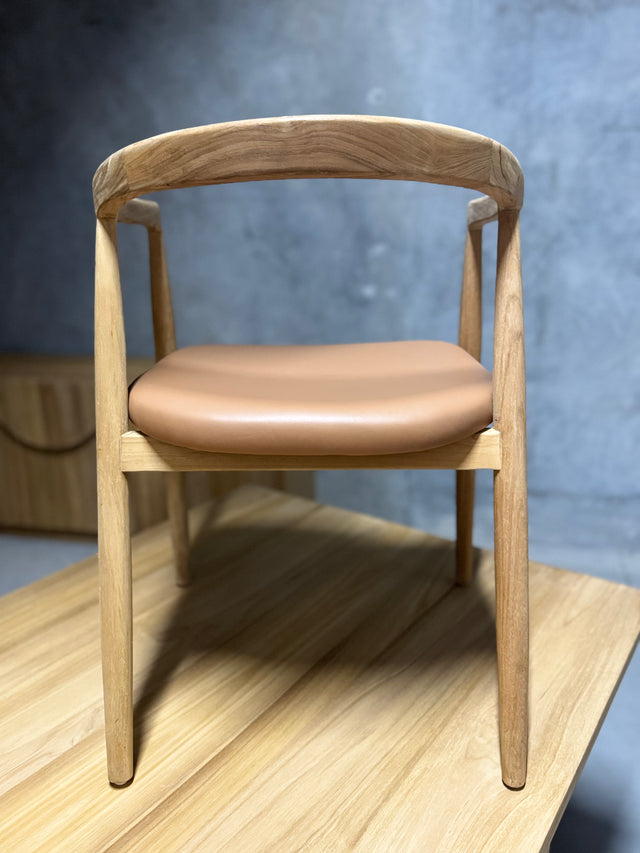 Frankie Dining Chair - Leather Seat in Pantone Mocha Mousse