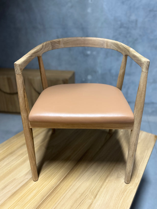 Frankie Dining Chair - Leather Seat in Pantone Mocha Mousse