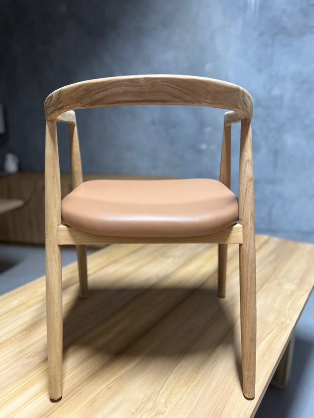 Frankie Dining Chair - Leather Seat in Pantone Mocha Mousse