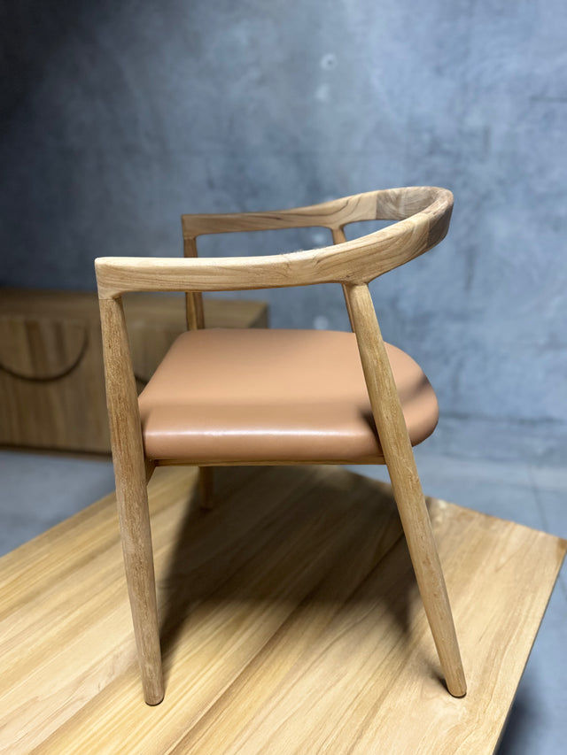 Frankie Dining Chair - Leather Seat in Pantone Mocha Mousse