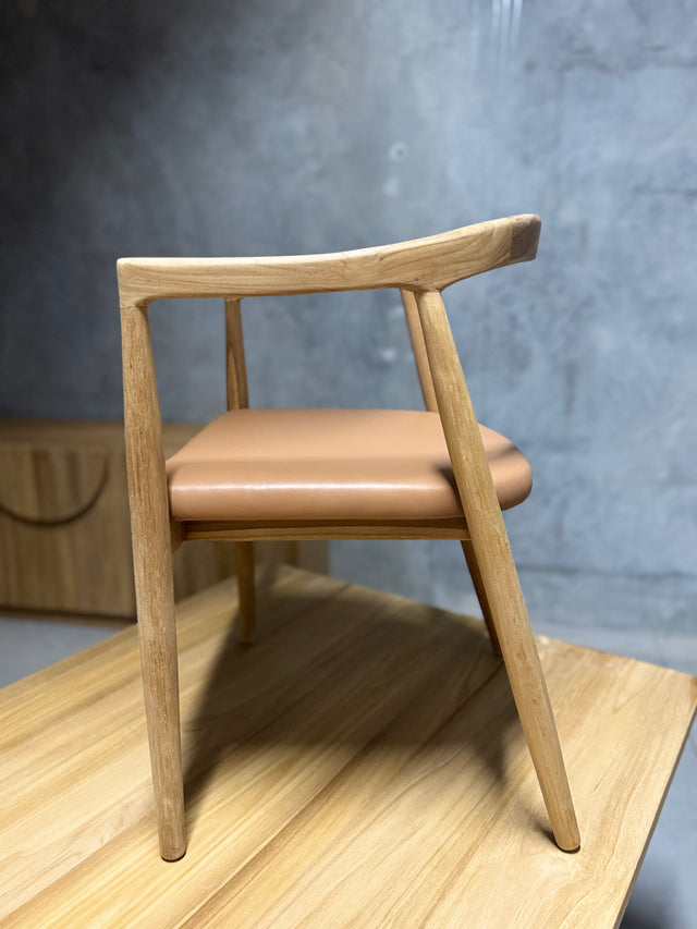 Frankie Dining Chair - Leather Seat in Pantone Mocha Mousse