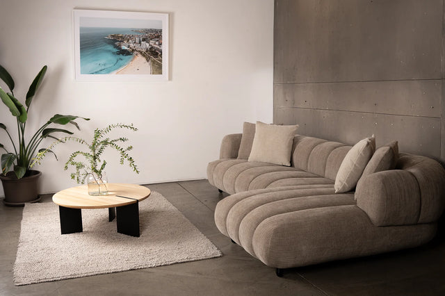 Reya 4 Seater Lounge in Mushroom Fabric