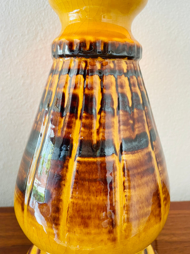 Yellow drip-glazed ceramic table lamp