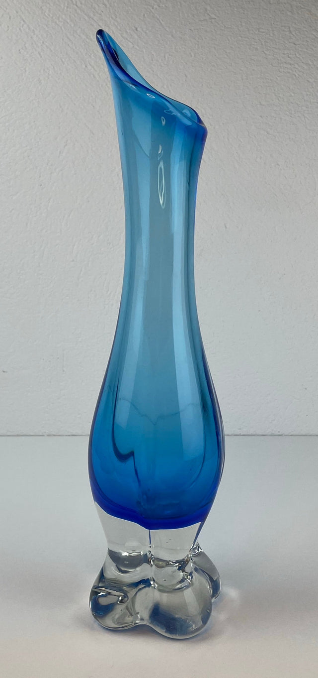 Tall hand-blown glass vase